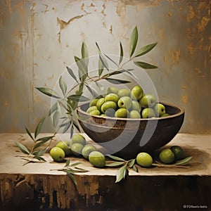 Lifelike Green Olive Painting In The Style Of Alejandro Burdisio