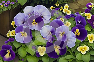 Lifelike photograph of Pansy flowers in a garden home nature\'s beauty captured generated by Ai