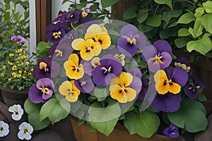 Lifelike photograph of Pansy flowers in a garden home nature\'s beauty captured generated by Ai