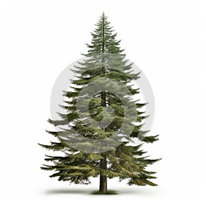 Lifelike Renderings Of An Isolated Spruce Tree On White Background