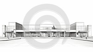 Lifelike Renderings Of A White Building With Panoramic Scale