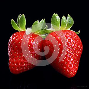 Lifelike Strawberries On Black Background