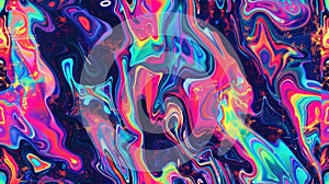 lifelike visuals portraying the mesmerizing allure of iridescent neon hallucinations in seamless patterns. SEAMLESS photo