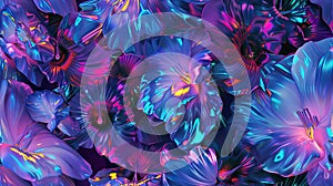 lifelike visuals portraying the mesmerizing allure of iridescent neon hallucinations in seamless patterns. SEAMLESS photo