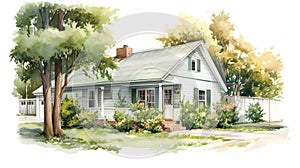 Lifelike Watercolor Illustration Of Farm House 32k Uhd
