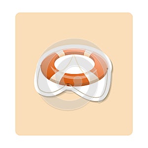 Lifeline sticker illustration. Lifebuoy, rope, sea, water. Editable vector graphic design.