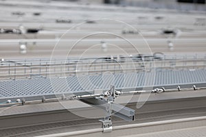 Lifeline system installed on the side of walkway. Lifeline systems are installed to work at heights and prevent falls from heights photo