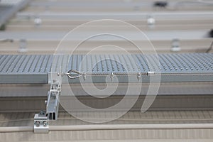 Lifeline system installed on the side of walkway. Lifeline systems are installed to work at heights and prevent falls from heights photo