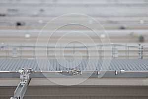 Lifeline system installed on the side of walkway. Lifeline systems are installed to work at heights and prevent falls from heights photo
