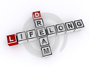 lifelong dream word block on white