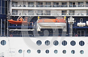 Liferaft Hanging Above Portholes