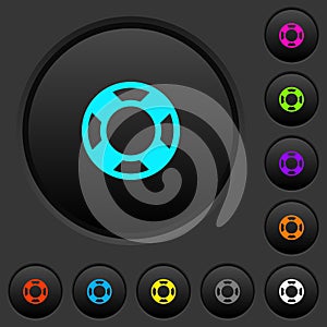 Lifesaver dark push buttons with color icons