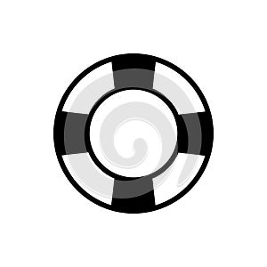 Lifesaver flat black icon. Rubber ring vector illustration isolated
