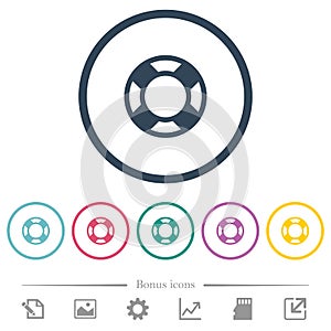 Lifesaver flat color icons in round outlines