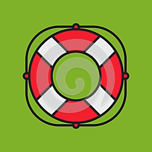 Lifesaver on green background, simple flat style