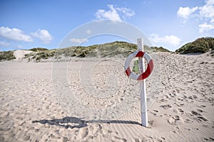 Lifesaver hanging on a post