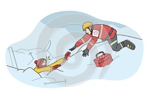 Lifesaver help person from avalanche