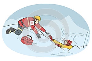 Lifesaver help person from avalanche