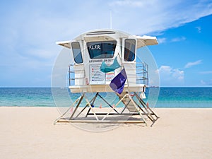 Lifesaver hut at Fort Lauderdale beach in Florida on a summer d