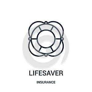 lifesaver icon vector from insurance collection. Thin line lifesaver outline icon vector illustration. Linear symbol