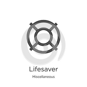 lifesaver icon vector from miscellaneous collection. Thin line lifesaver outline icon vector illustration. Outline, thin line