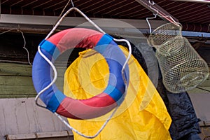 Lifesaver or life preserver with rope around
