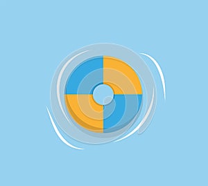 Lifesaver Ring Isolated Blue Yellow Rubber Circle