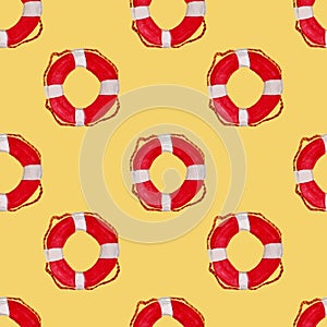 Lifesaver watercolor seamless pattern