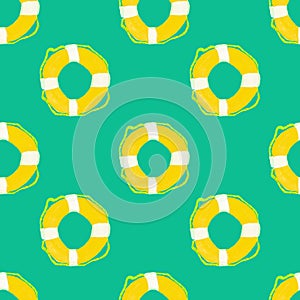 Lifesaver watercolor seamless pattern, painted by hand