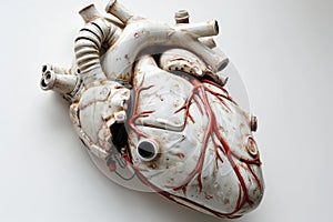 Lifesaving Artificial heart white background. Generate Ai