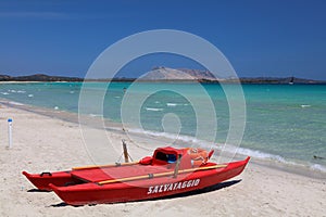 Lifesaving equipment in La Cinta beach, Sardinia