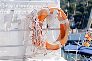 Lifesaving ring on yacht