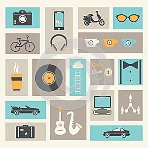 Lifestyle and Activities Retro Background