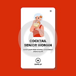 lifestyle cocktail senior woman vector