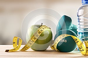 Lifestyle health diet and sports gym background front view