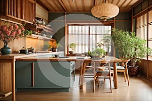 lifestyle Japanese dining kitchen minimalist house table vase contemporary luxury trendy elegance