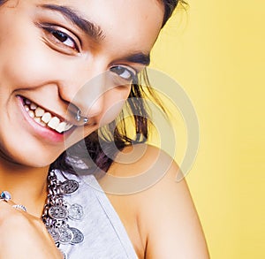 Lifestyle people concept. young pretty smiling indian girl with