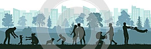 Lifestyle of people, silhouette of happy family, man, woman and child. First steps baby, birth of child, love, happiness. Vector