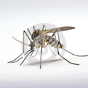 lifestyle photo extreme closeup mosquito on white background - AI MidJourney