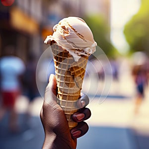 lifestyle photo hand holding an ice cream cone