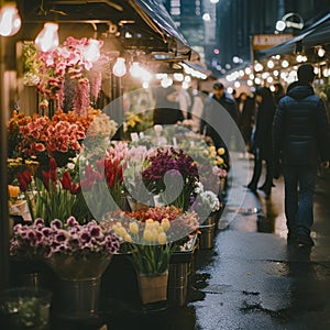 lifestyle photo new york night flower market