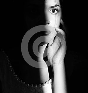 Lifestyle portrait of a woman brunettes closeup. Romantic, gentle, mystical, pensive image of a girl. Girl Oriental appearance