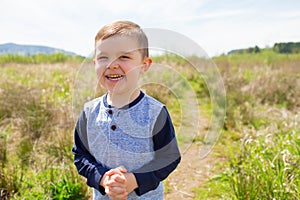 Lifestyle Portrait Young Boy Outdoors