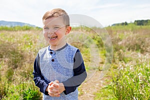 Lifestyle Portrait Young Boy Outdoors