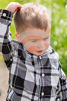 Lifestyle Portrait Young Boy Outdoors