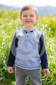 Lifestyle Portrait Young Boy Outdoors