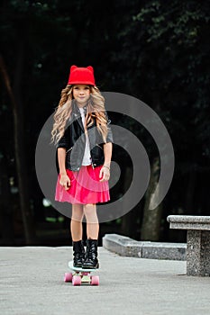 Lifestyle, summer and childhood concept - young woman, teenage girl. portrait of stylish little girl