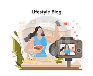 Lifestyle video blogger concept. Sharing inspiring video content