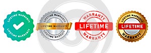 lifetime warranty circle stamp seal emblem label sign for guarantee customer assurance