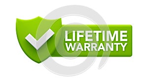 Lifetime Warranty Guarantee Badge - Green Shield with Checkmark for Product Assurance